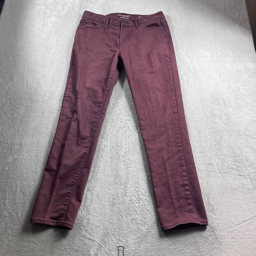 Banana Republic Travel Jean Mens 31x30 Slim Fit Burgundy Plum Pants